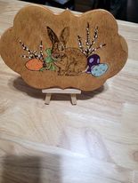 Easter bunny standing wood burning