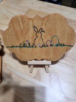 Bunny in grass wood burning