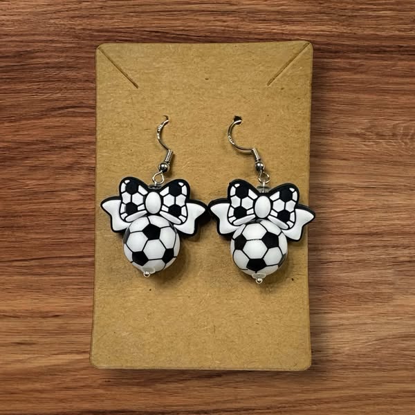 Soccer bow earrings
