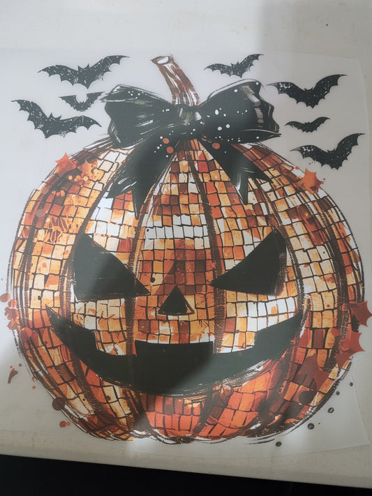 Sequin pumpkin with bats