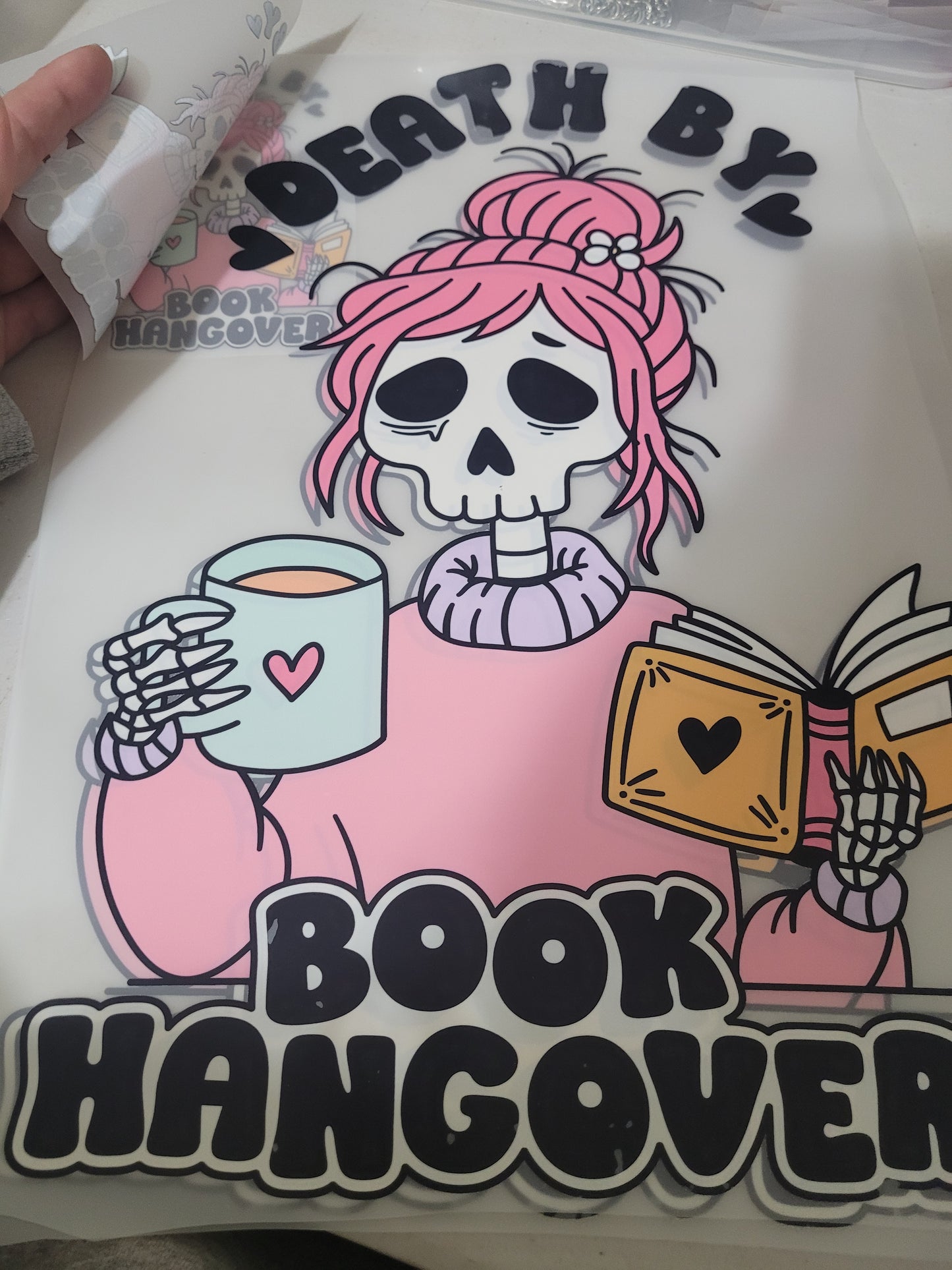 Death by book hangover (with pocket) screen print