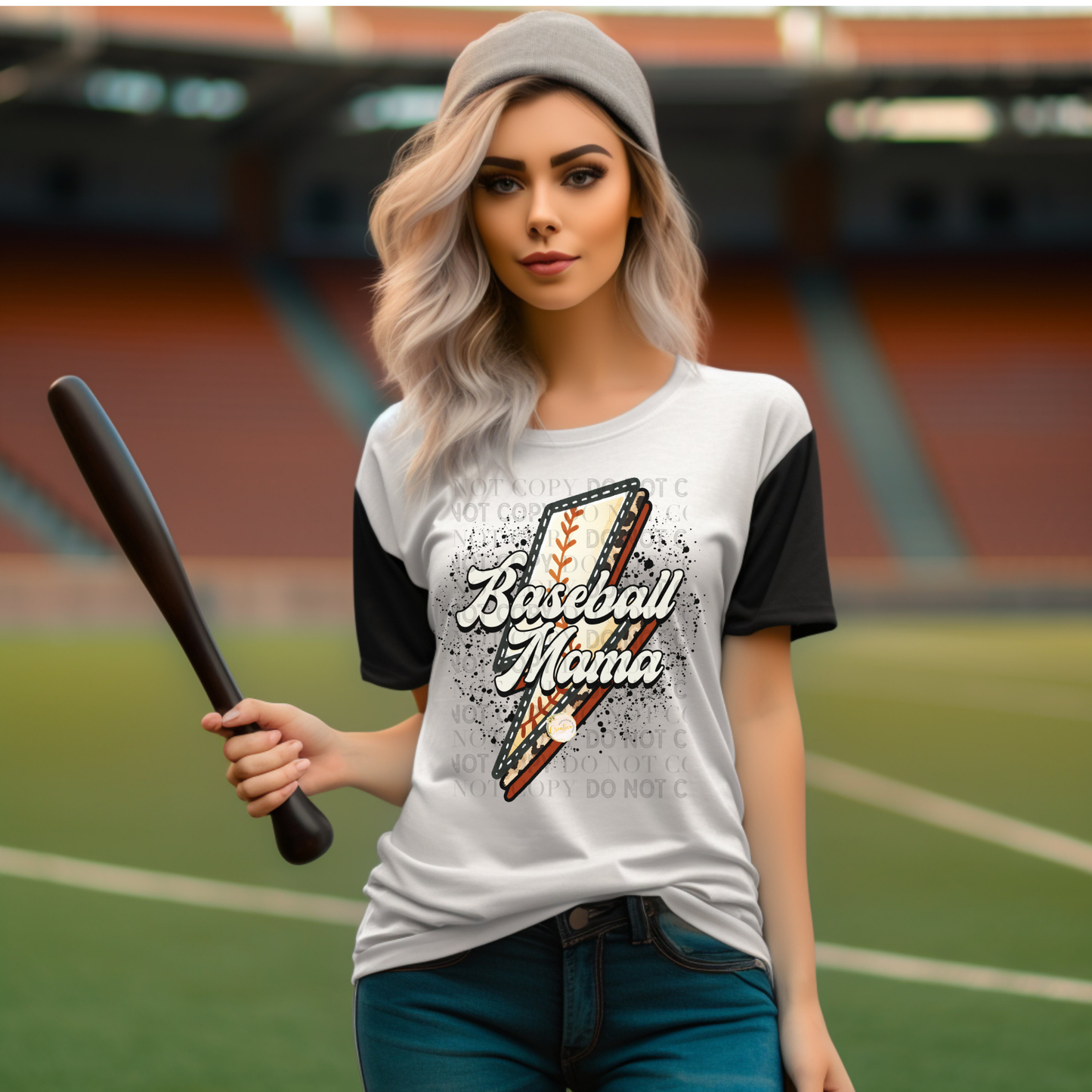 Baseball mama lightning bolt