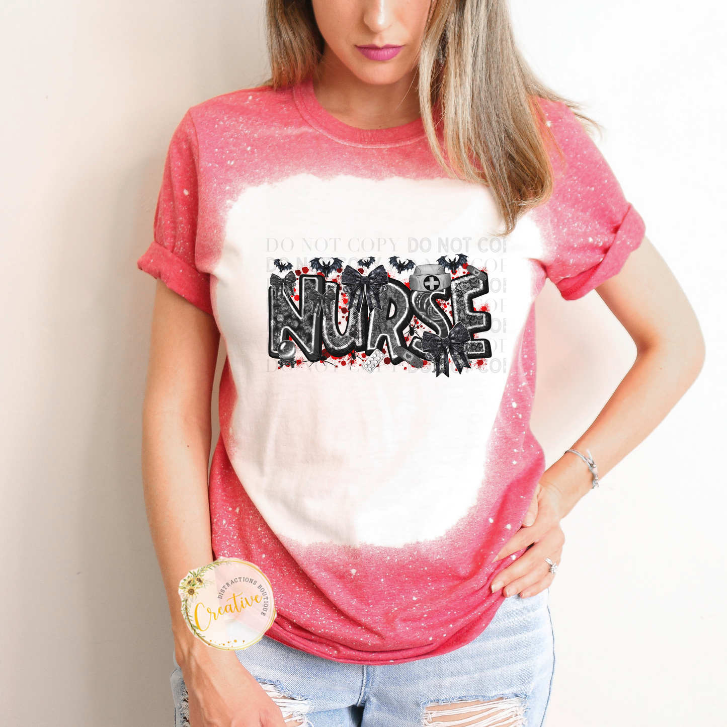 Batty lace nurse tee