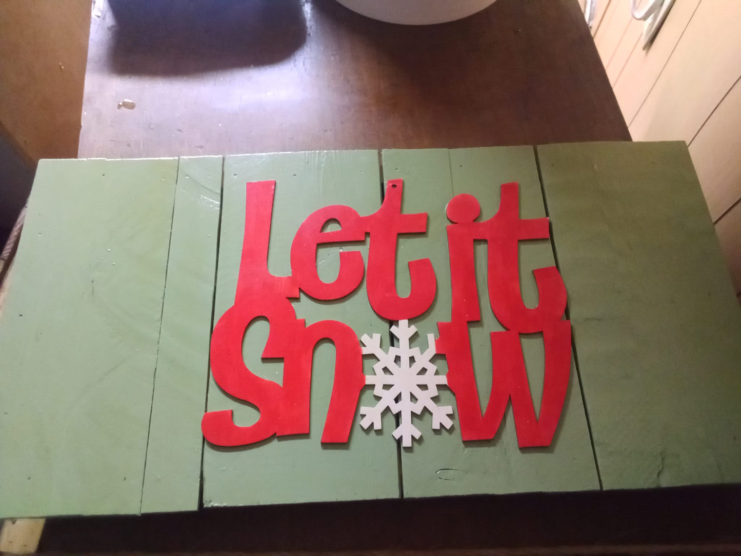 Let it snow wooden plaque