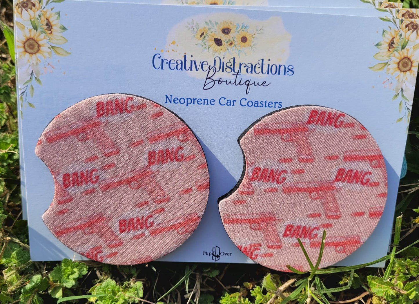 Bang bang neoprene car coaster