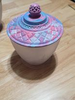 pink blue and purple candy dish