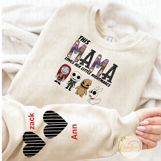 This mama loves her little nightmares crewneck