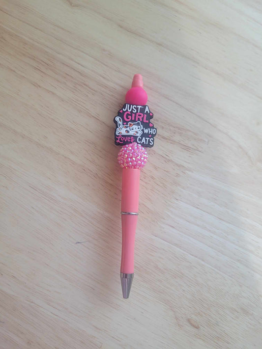 Just a girl who loves cats pink pen