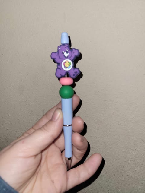 Purple bear beaded pen