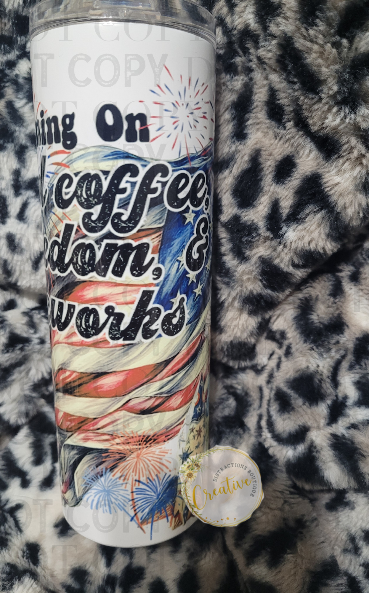 Running on iced coffee freedom and fireworks 20 oz tumbler