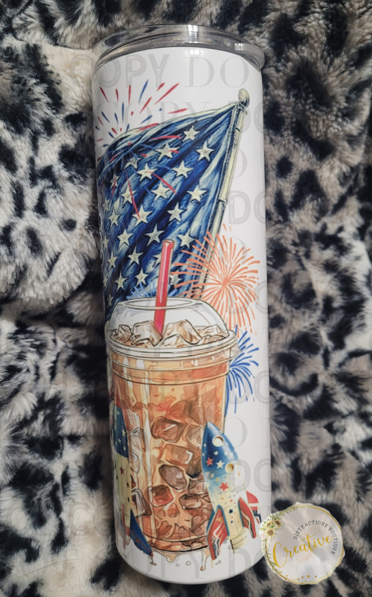 Running on iced coffee freedom and fireworks 20 oz tumbler